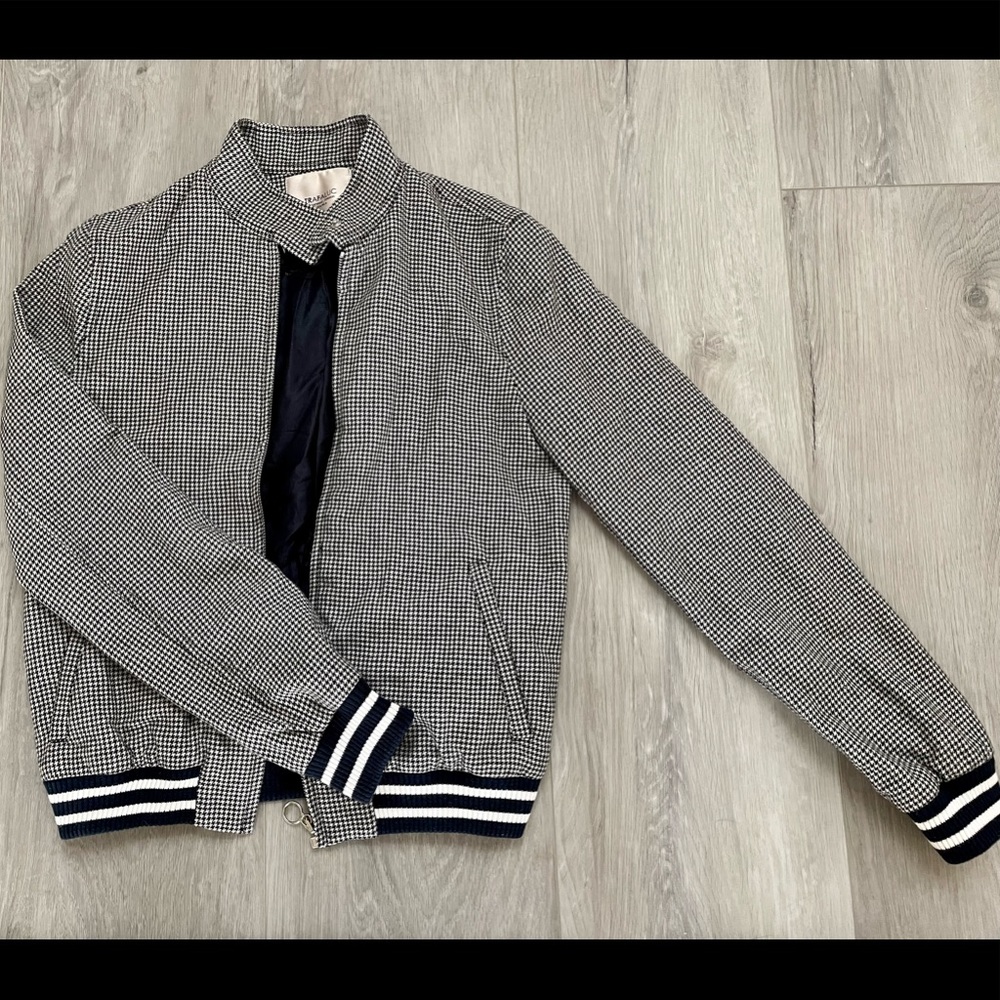 Zara Houndstooth Jacket With Navy And White Trim. - image 1